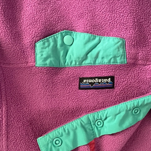 Patagonia Womens Synchilla Jacket Pink XL Lightweight Snap T Pullover Fleece - Picture 3 of 4